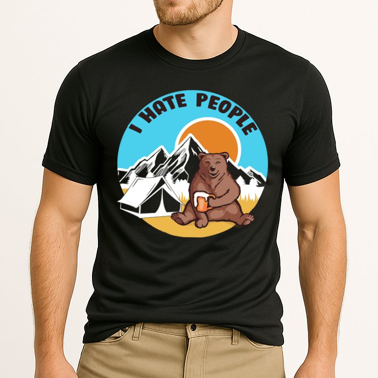 Bear Funny Camping I Hate People Cooling Performance Crew T-Shirt