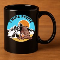 Bear Funny Camping I Hate People 11oz C Handle Ceramic Mug