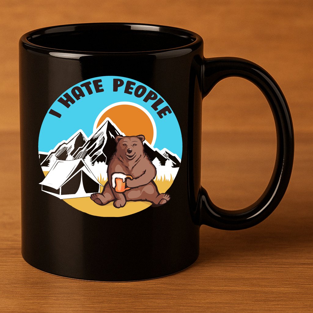 Bear Funny Camping I Hate People 11oz C Handle Ceramic Mug