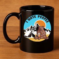 Bear Funny Camping I Hate People 11oz C Handle Ceramic Mug