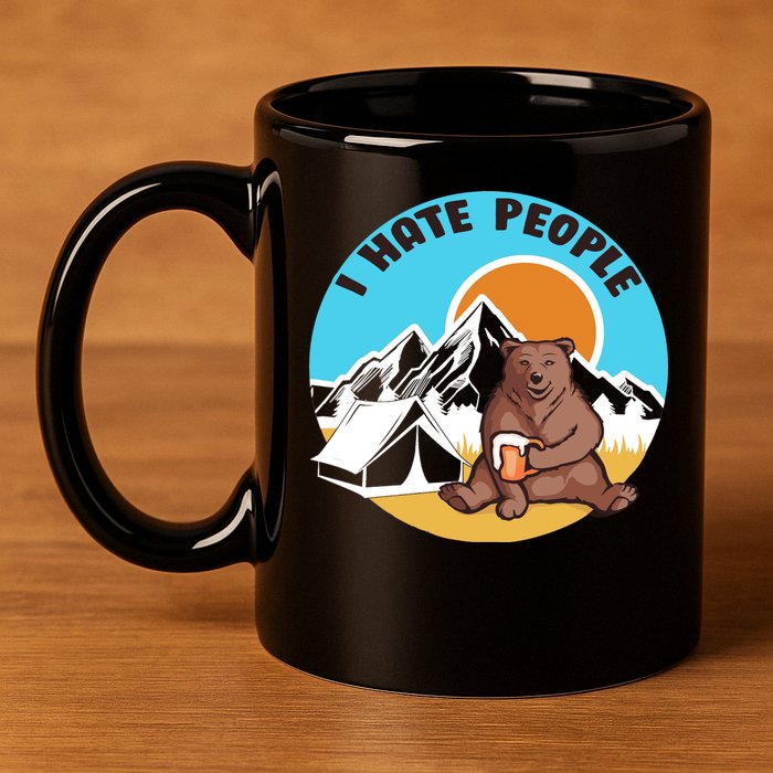 Bear Funny Camping I Hate People 11oz C Handle Ceramic Mug