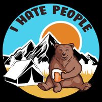 Bear Funny Camping I Hate People Drawstring Bag