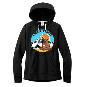 Bear Funny Camping I Hate People Women's Fleece Hoodie