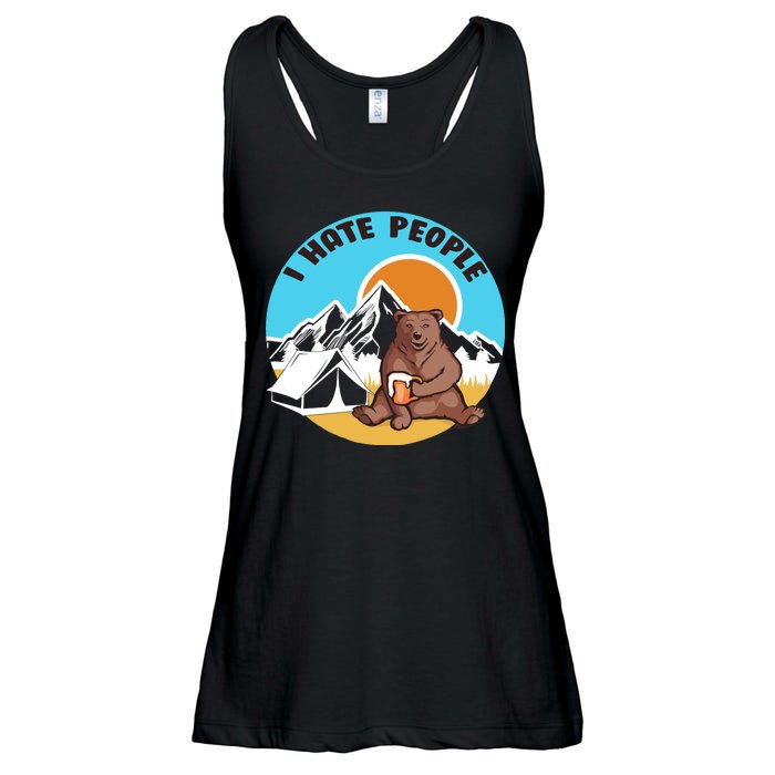 Bear Funny Camping I Hate People Ladies Essential Flowy Tank