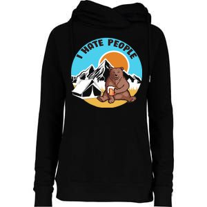 Bear Funny Camping I Hate People Womens Funnel Neck Pullover Hood