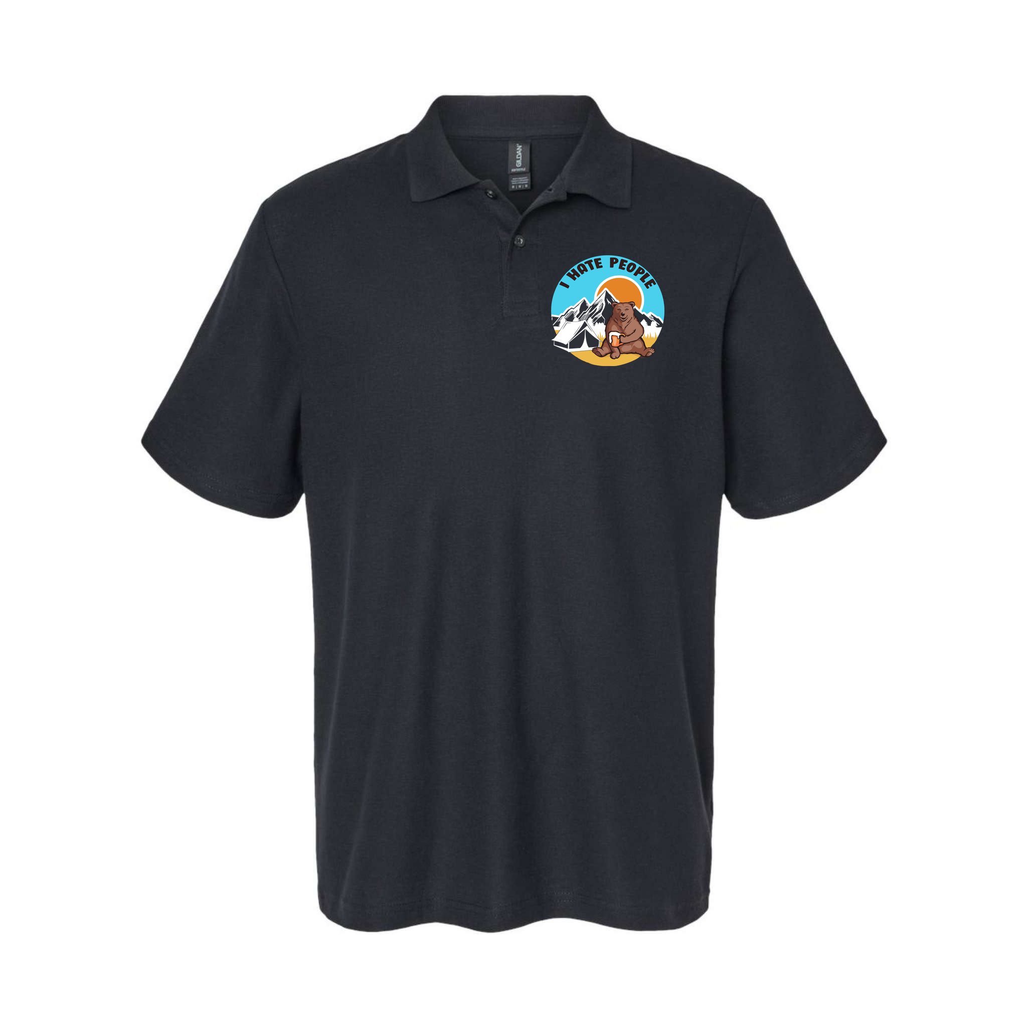 Bear Funny Camping I Hate People Polo