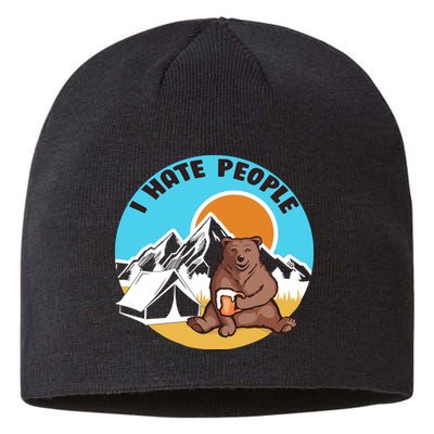 Bear Funny Camping I Hate People Sustainable Beanie