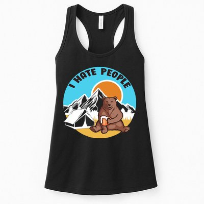 Bear Funny Camping I Hate People Womens Tank Top