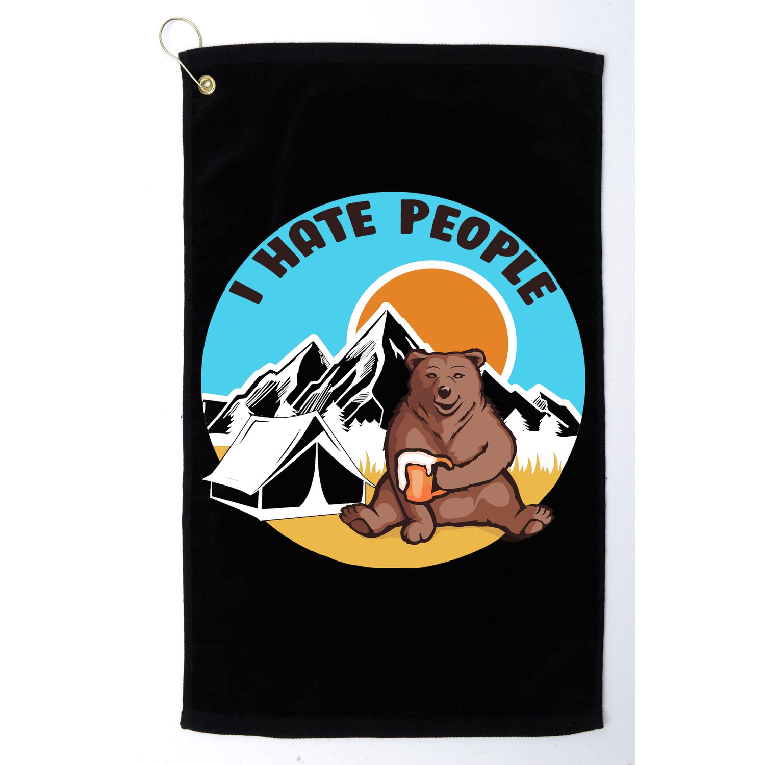 Bear Funny Camping I Hate People Golf Towel