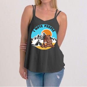 Bear Funny Camping I Hate People Women's Strappy Tank