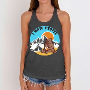 Bear Funny Camping I Hate People Women's Knotted Racerback Tank