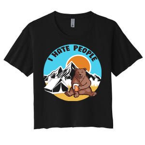 Bear Funny Camping I Hate People Women's Crop Top Tee