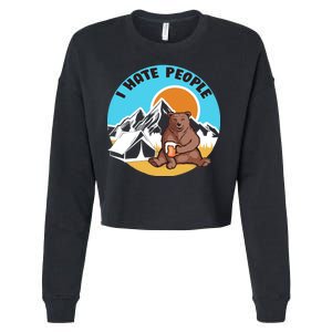 Bear Funny Camping I Hate People Cropped Pullover Crew