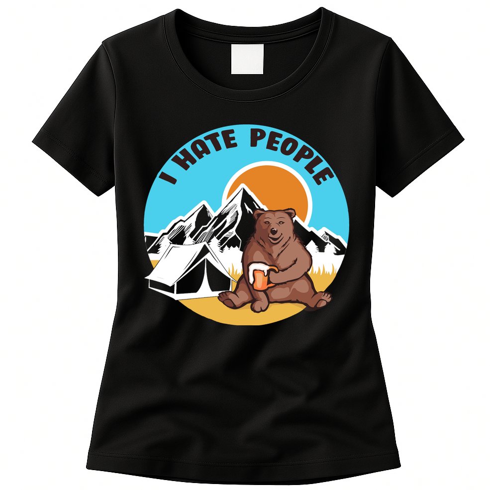 Bear Funny Camping I Hate People Womens T-Shirt