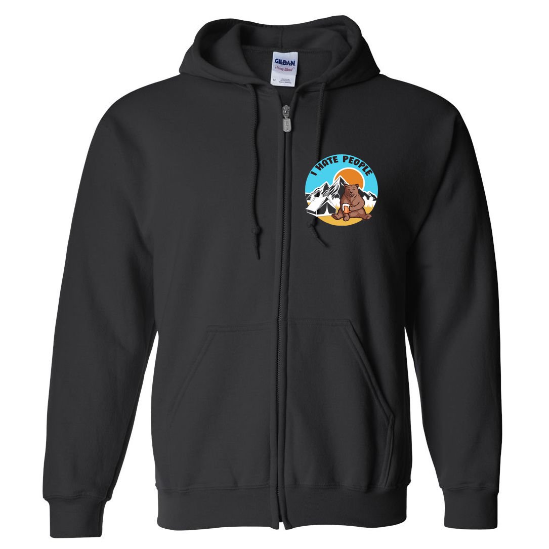 Bear Funny Camping I Hate People Full Zip Hoodie
