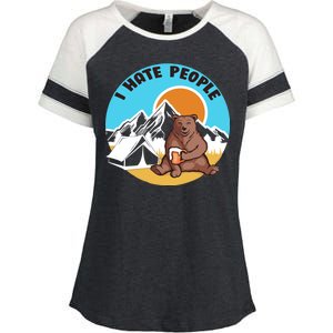 Bear Funny Camping I Hate People Enza Ladies Jersey Colorblock Tee