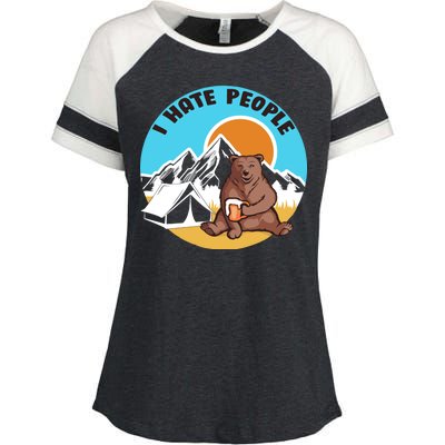 Bear Funny Camping I Hate People Enza Ladies Jersey Colorblock Tee