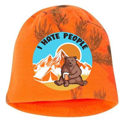 Bear Funny Camping I Hate People Kati - Camo Knit Beanie