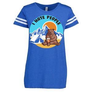 Bear Funny Camping I Hate People Enza Ladies Jersey Football T-Shirt