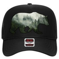 Bear Misty Forest Wilderness High Crown Mesh Back Trucker Hat