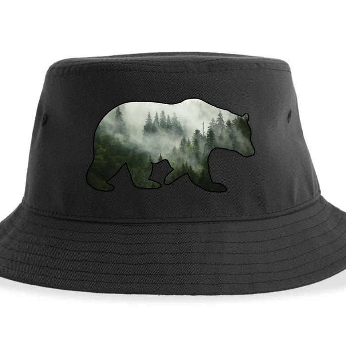 Bear Misty Forest Wilderness Sustainable Bucket Hat