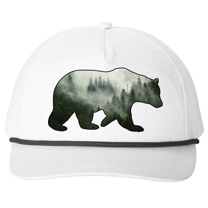 Bear Misty Forest Wilderness Snapback Five-Panel Rope Hat