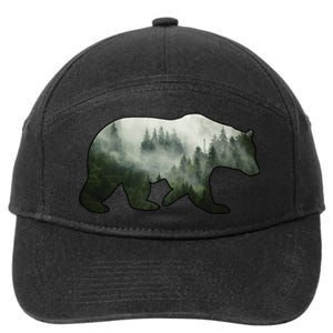 Bear Misty Forest Wilderness 7-Panel Snapback Hat