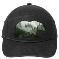 Bear Misty Forest Wilderness 7-Panel Snapback Hat