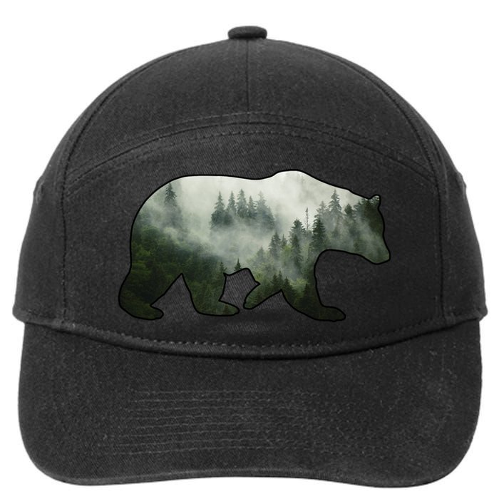 Bear Misty Forest Wilderness 7-Panel Snapback Hat