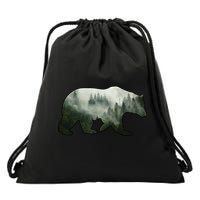 Bear Misty Forest Wilderness Drawstring Bag