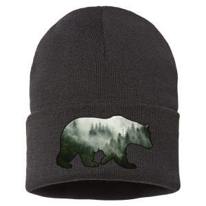 Bear Misty Forest Wilderness Sustainable Knit Beanie