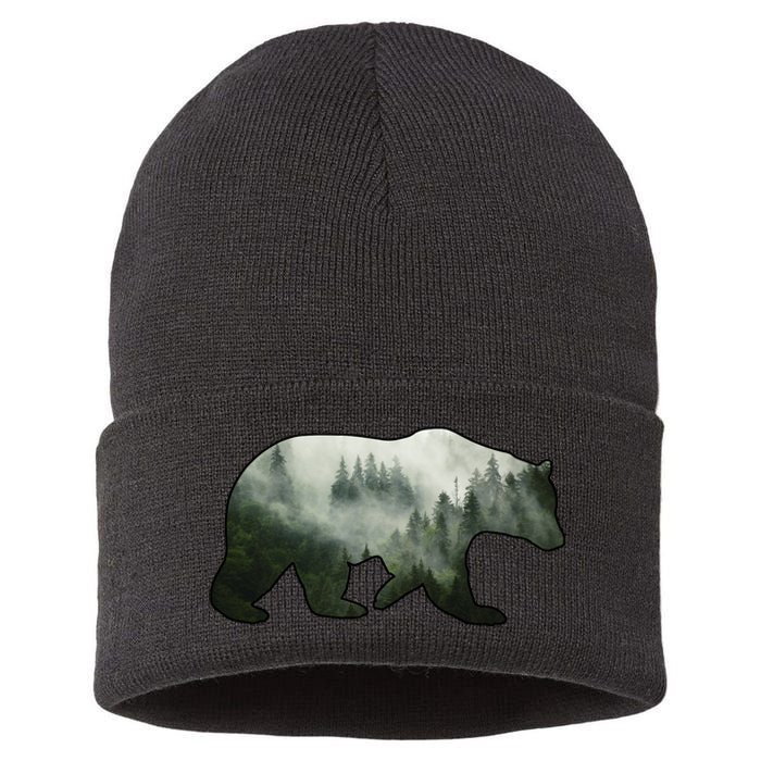 Bear Misty Forest Wilderness Sustainable Knit Beanie