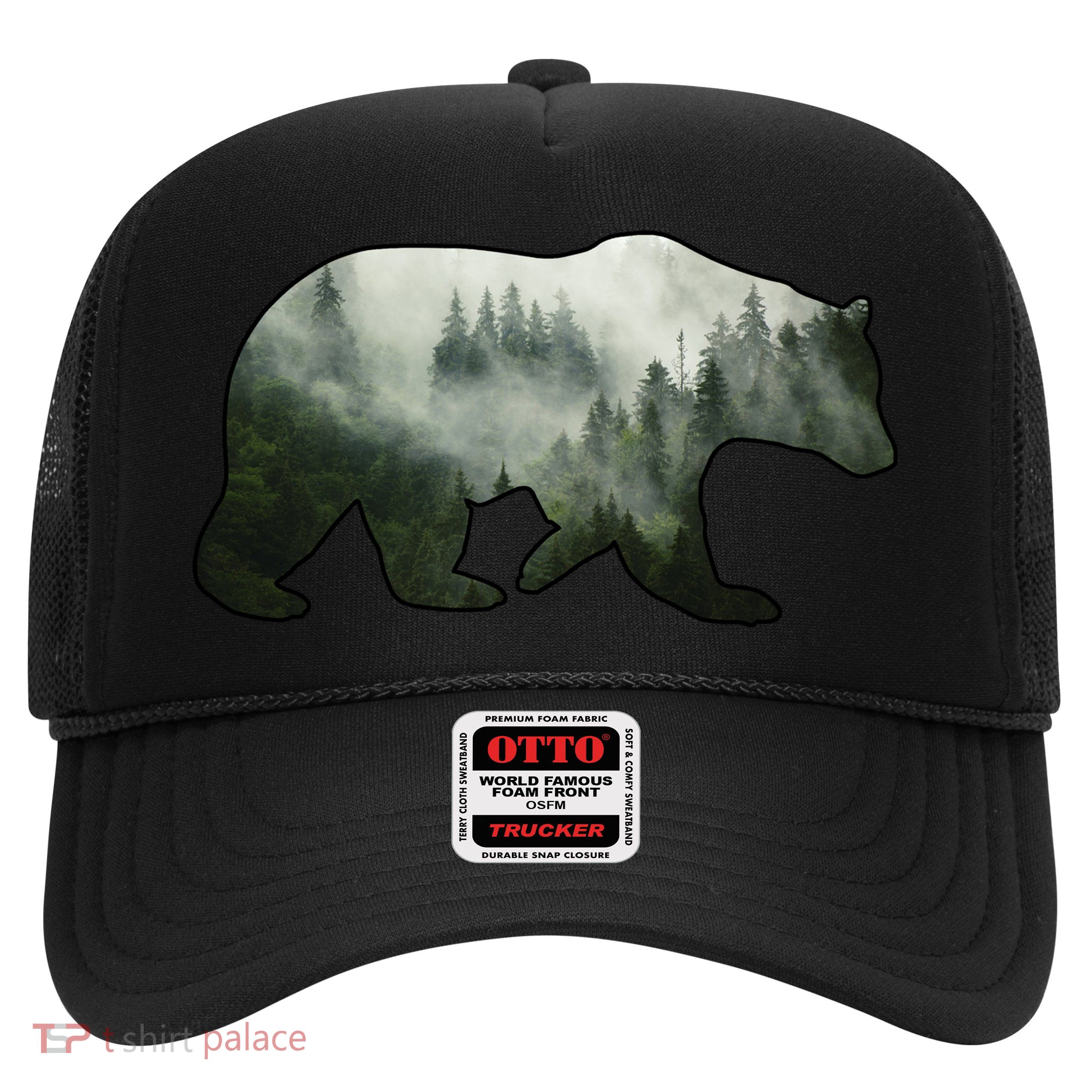 Bear Misty Forest Wilderness Trucker Hat