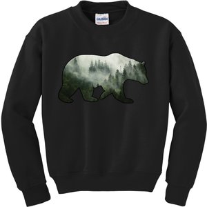 Bear Misty Forest Wilderness Kids Sweatshirt