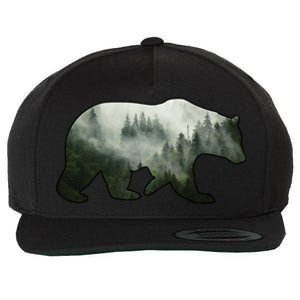 Bear Misty Forest Wilderness Wool Snapback Cap