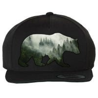 Bear Misty Forest Wilderness Wool Snapback Cap