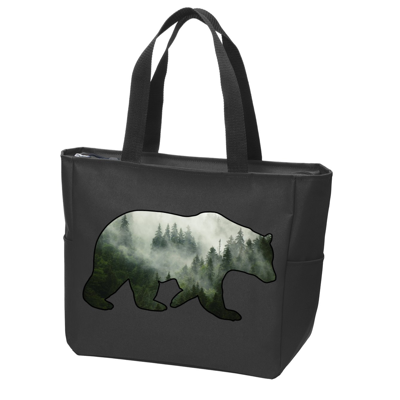Bear Misty Forest Wilderness Zip Tote Bag