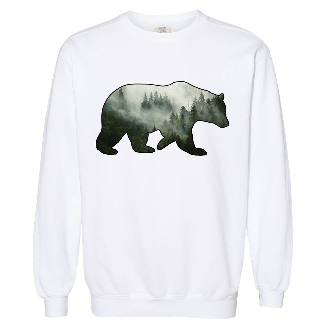 Bear Misty Forest Wilderness Garment-Dyed Sweatshirt