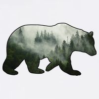 Bear Misty Forest Wilderness Garment-Dyed Sweatshirt
