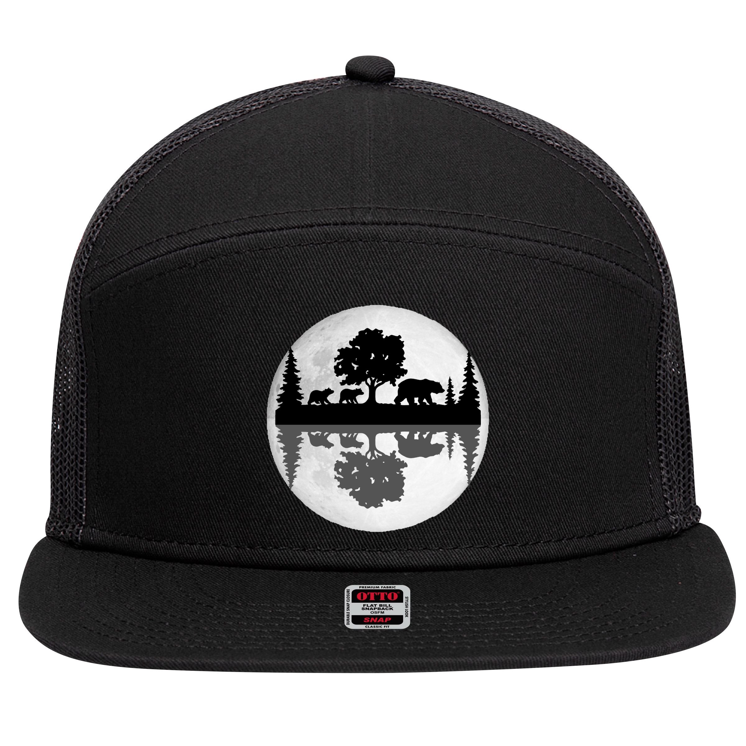 Bear Moon Wilderness 7 Panel Mesh Trucker Snapback Hat