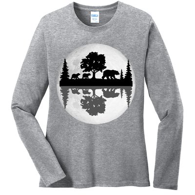 Bear Moon Wilderness Ladies Long Sleeve Shirt