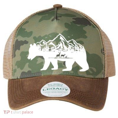 Bear Mountains With Deer Family Nature Fan Legacy Tie Dye Trucker Hat