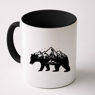 Bear Mountains With Deer Family Nature Fan Mug