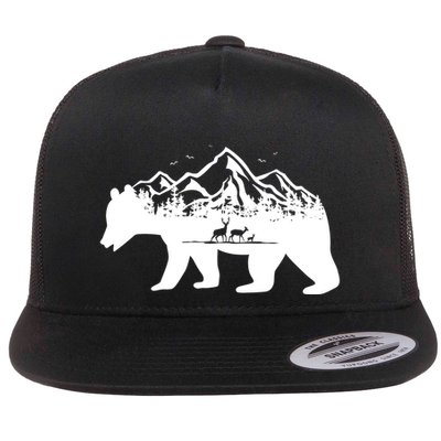 Bear Mountains With Deer Family Nature Fan Flatbill Hat