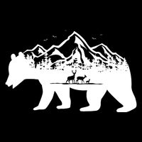 Bear Mountains With Deer Family Nature Fan Flat Bill Trucker Hat