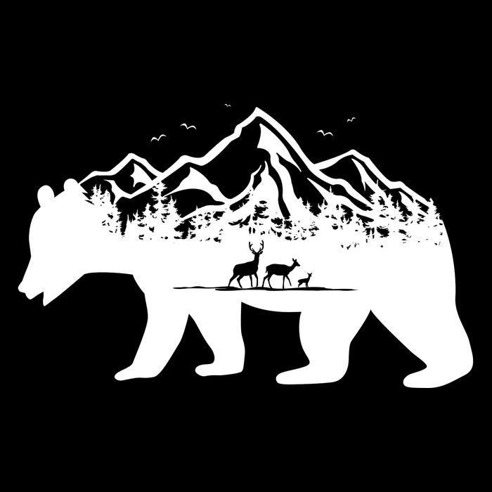 Bear Mountains With Deer Family Nature Fan Flat Bill Trucker Hat