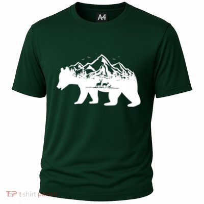Bear Mountains With Deer Family Nature Fan Performance Shirt