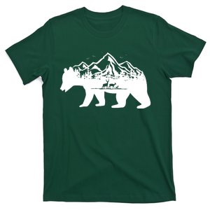 Bear Mountains With Deer Family Nature Fan T-Shirt