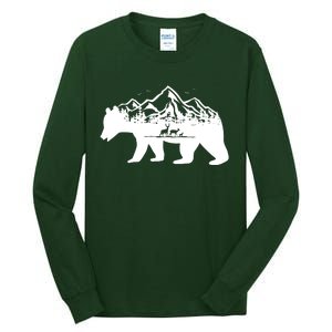 Bear Mountains With Deer Family Nature Fan Tall Long Sleeve T-Shirt