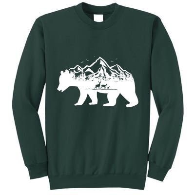 Bear Mountains With Deer Family Nature Fan Tall Sweatshirt